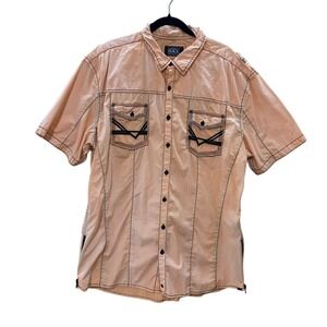 Buckle Black XXL Orange Washed Athletic Fit Short Sleeve Button Down Shirt Men's